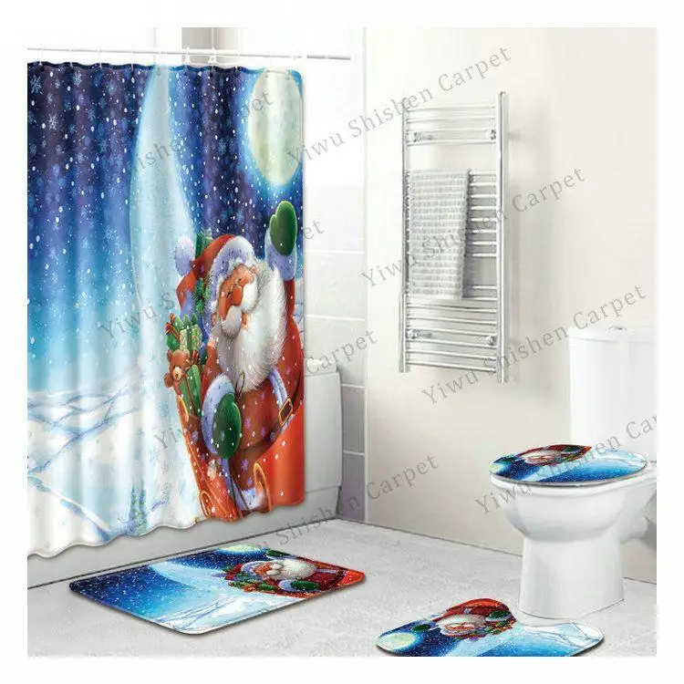Рождественская декоративная тканевая занавеска для ванной комнаты и душа для девочки