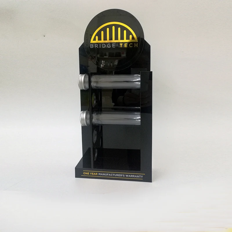 Factory custom black desk top pmma plexiglass acrylic testing tube display stand test tube holder acrylic test tube display rack