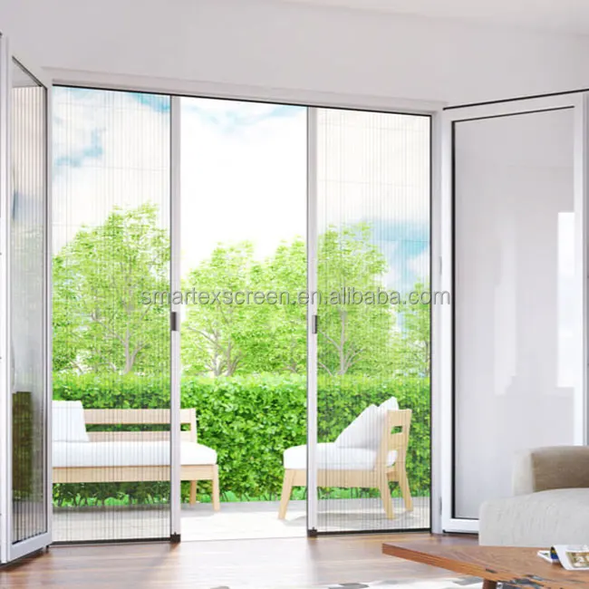 Retractable pleated mosquito net plisse folding insect screen retractable pleated mosquito mesh door