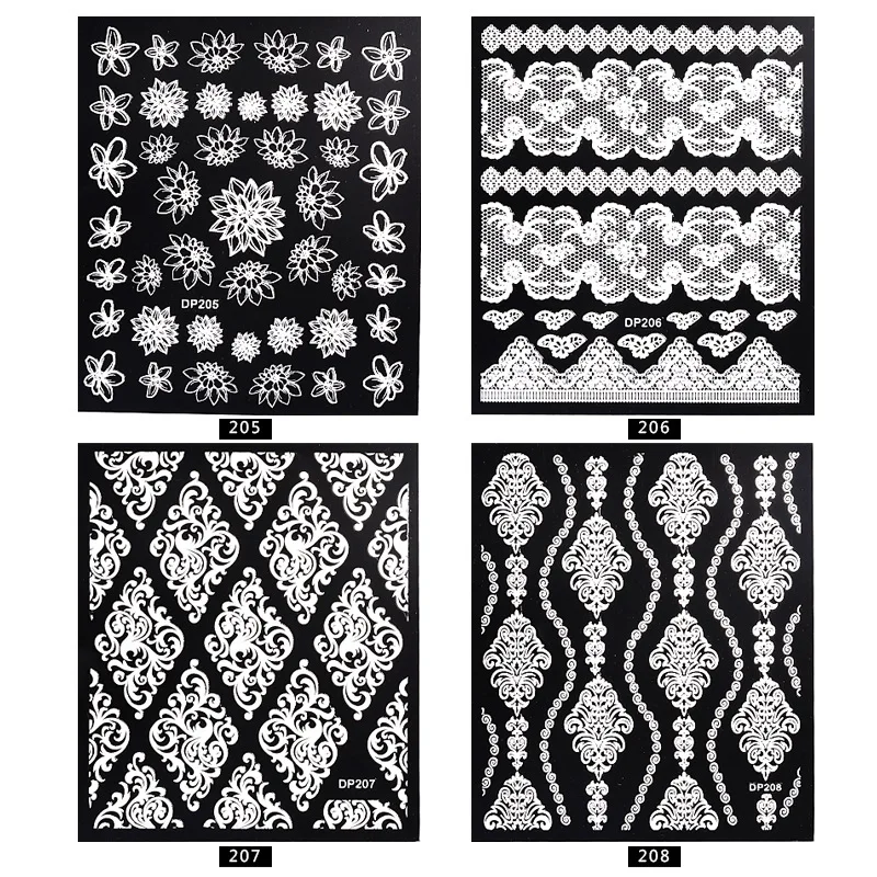 5D Nail Art Stickers Decals Adhesive Stereo White Nail Stickers Full Stickers