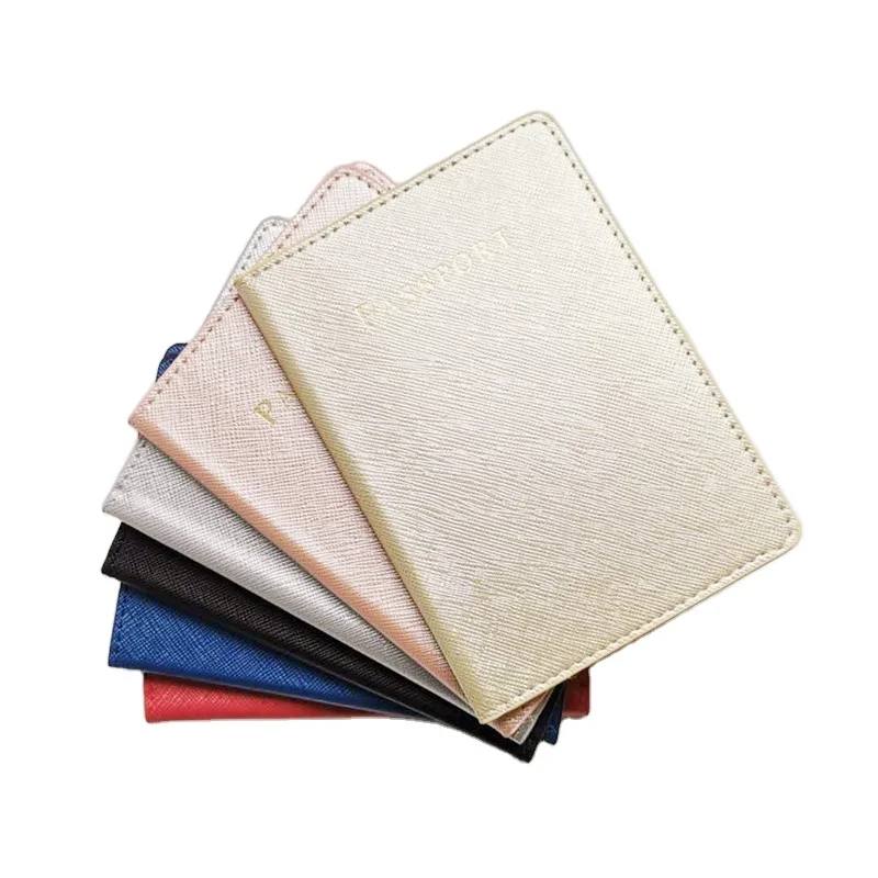 Wholesale custom logo Bright Edge process High-end pink Grainy leather travel  passport cover