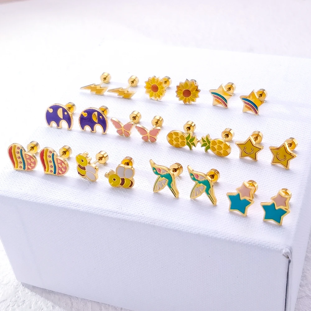 Cute earrings animal schoolgirl small earrings twister stud earrings for children