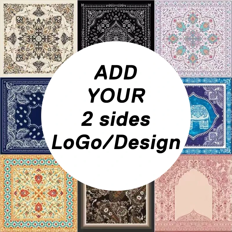 wholesale classic square paisley bandana custom printing logo silk hair scarf