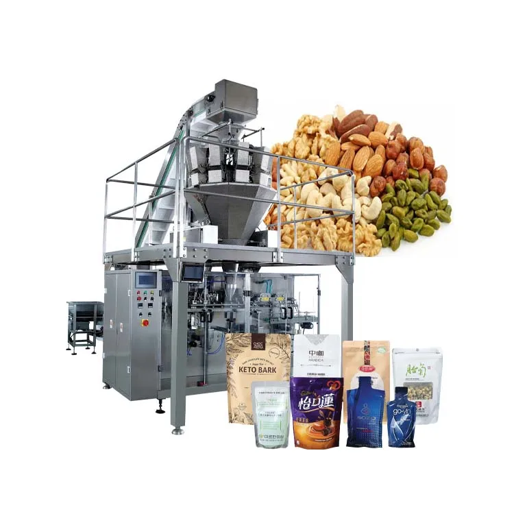 Peanuts Pistachio Sunflower Seeds Multiple Weigher Premade Bag Packing Fully Automatic Coffee Packaging Machine