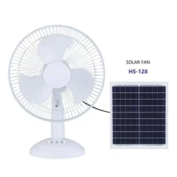 AC/DC Operation Metal Grill 12 Inches 3 Blades Home Fans Rechargeable Electric Fan with solar panel
