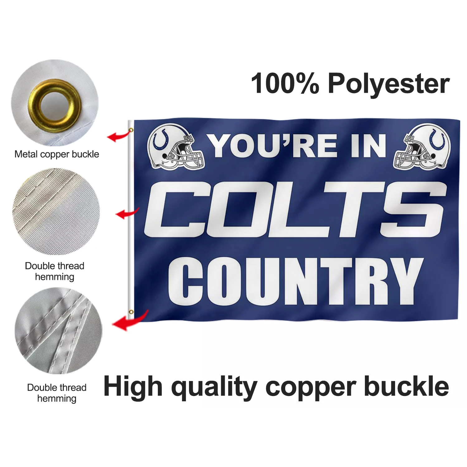 NHL Hot Sale Promotional Product Indianapolis Colts Flags 3x5 ft 100%Polyester Super Bowl Custom Indianapolis Colts Flags