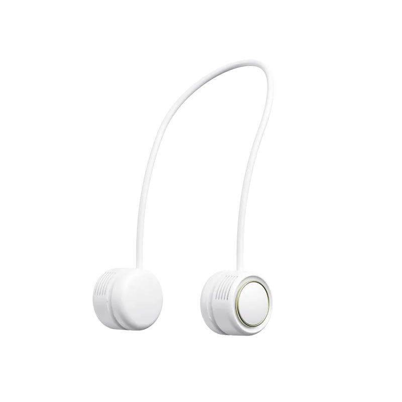 Wholesale bladeless foldable neck fan  mini ABS Low noise mute USB rechargeable air cooling cordless portable fan