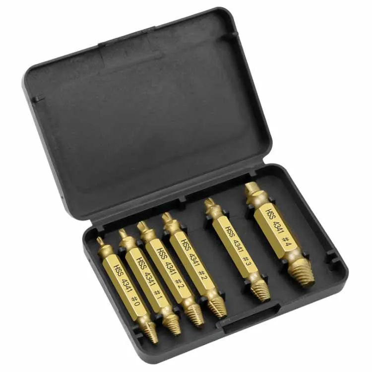 Titanium Coating 6pcs 1 box Screw Remover Damaged Screwdriver Set Broken Bolt Screw Remover Screw Deburrer