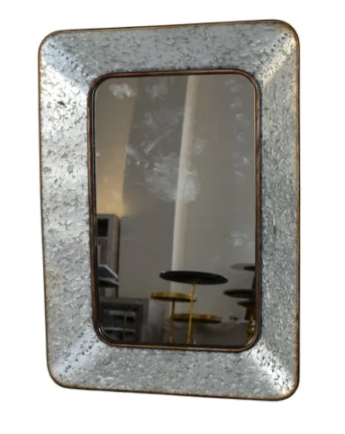 Amazon hot sale galvanized rectangular decorative framed metal wall mirror