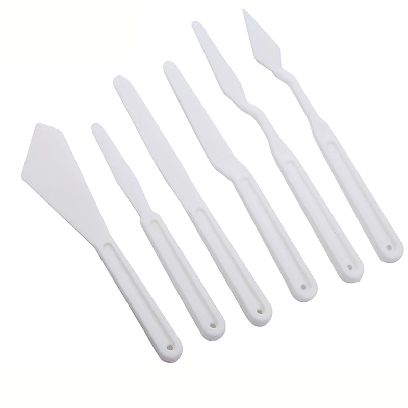 6 sets of plastic scraper pigment palette knife painting AIDS students art painting tools wholesale