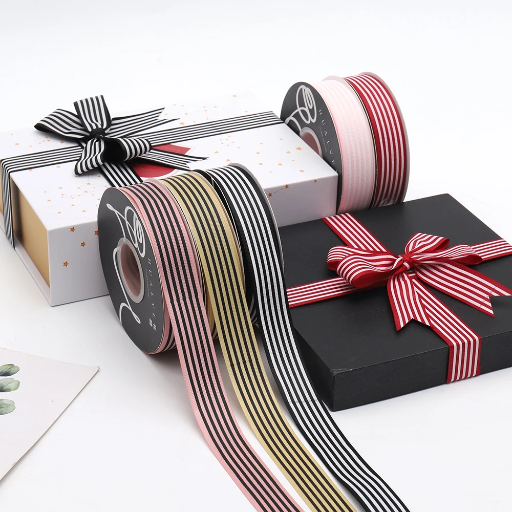 Параллельная полосатая лента с принтом крупнозернистая лента для упаковки подарков на день Святого Валентина цветочное украшение для свадебной вечеринки корсажная лента