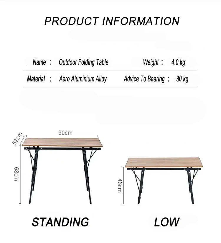 YILU портативный походный стол для пикника Регулируемый кемпинг алюминиевый складной стол