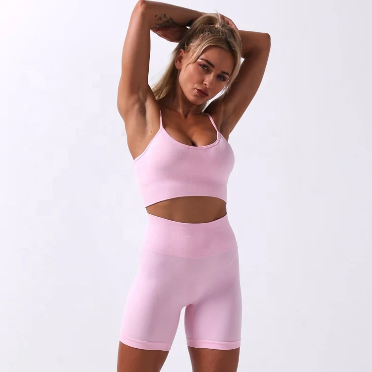 Hot Selling Breathable 2 Piece Set Women Shorts Set Yoga Set Seamless Sports Bras For Women Fitness