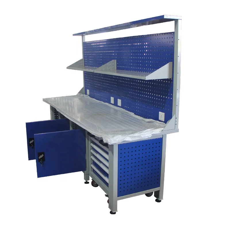 Durable Stainless steel cladding lined with  board Multi drawer lockable workbench