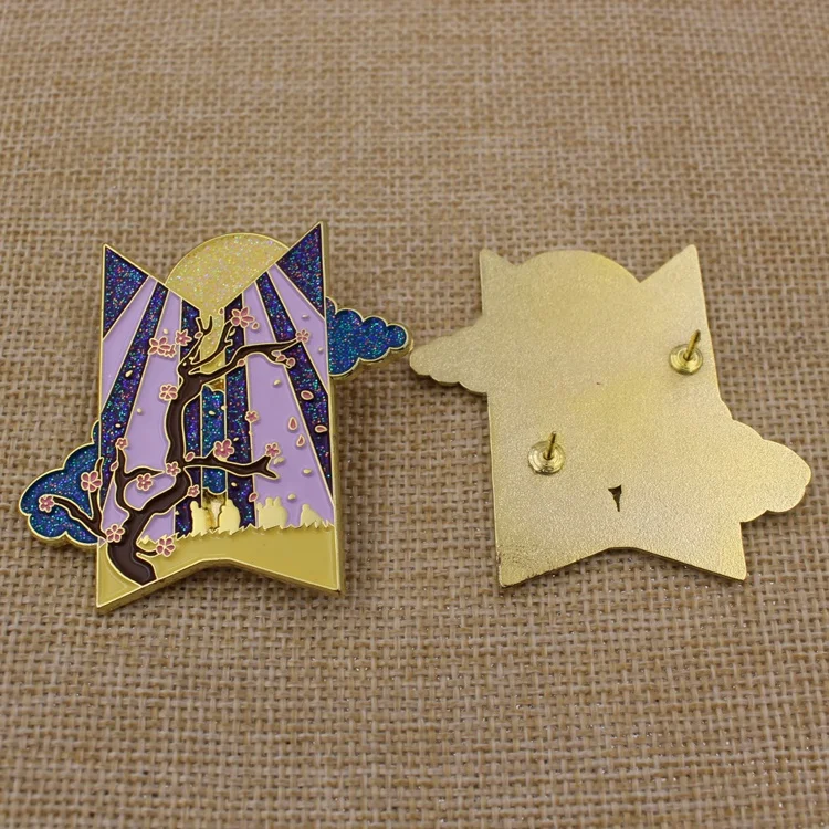 Customized design metal pin fashion brooch with glitter