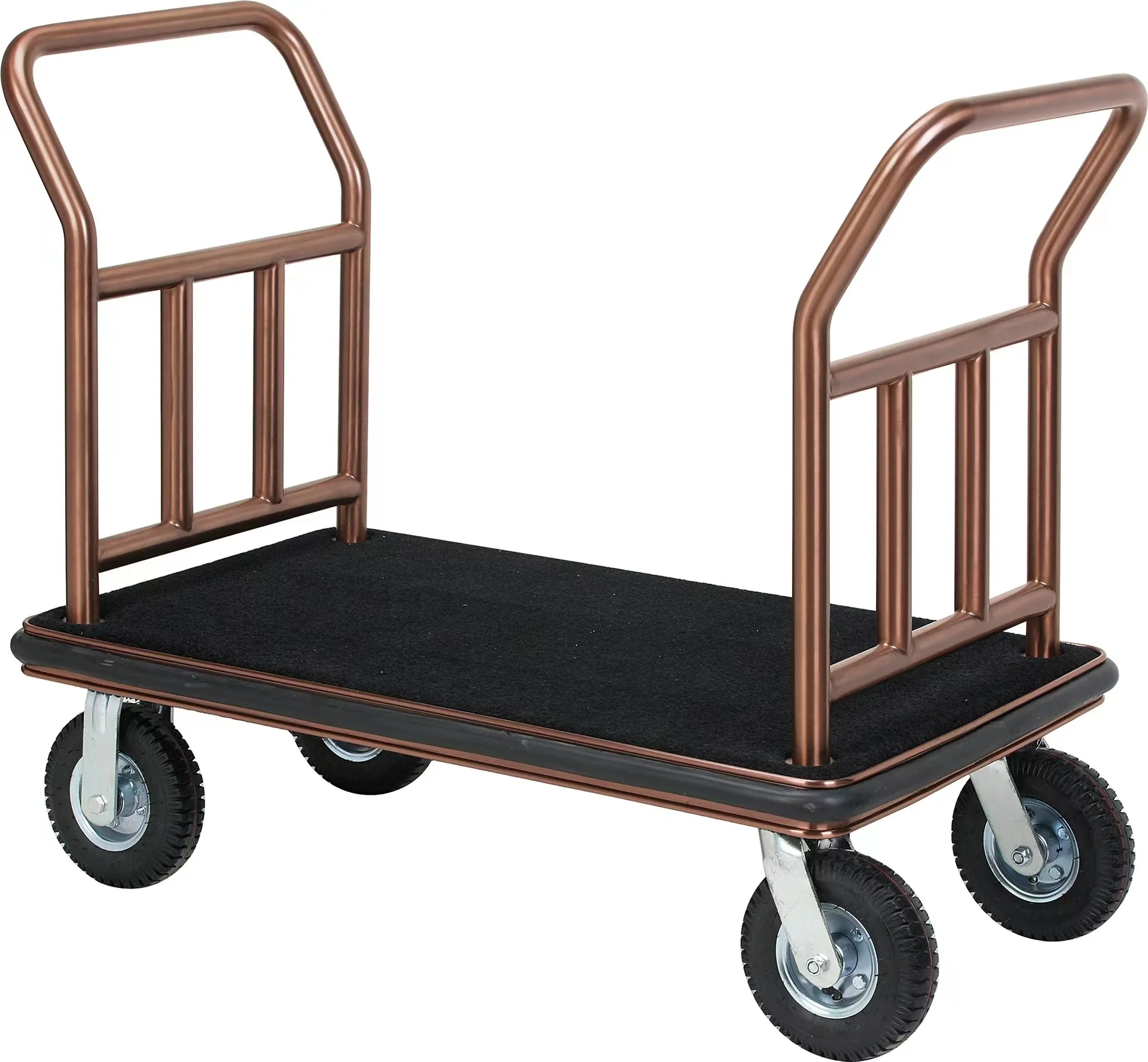 Stainless steel hotel iron serving hanger luggage cart Hotel lobby bellman luggage trolley cart