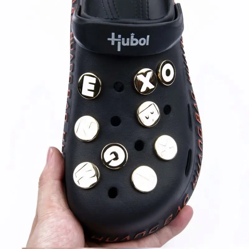 2022 round Custom Designer metal bling colorful letter charms for shoe accessory