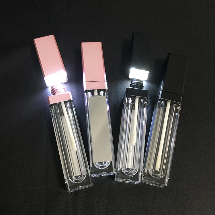 
light up led light new lipstick tube packaging private label transparent tube with mirror wholesale custom brand 
