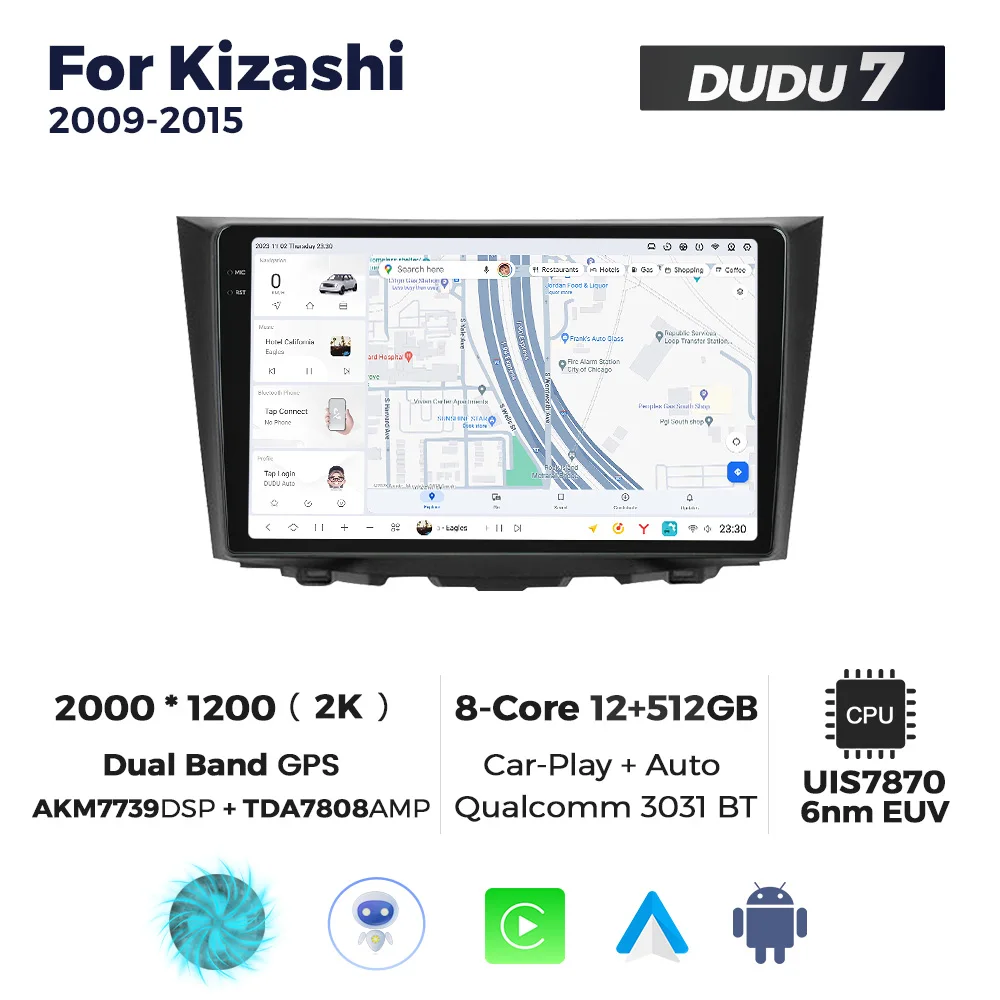 Автомагнитола MEKEDE автомобильный магнитола 2DIN Android DUDU 2K сенсорный экран 12 + 512 ГБ system7870 для Suzuki Kizashi 2009-2015