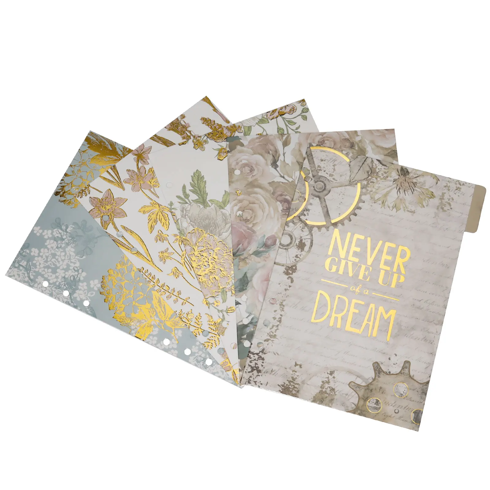 Foil stamping side tab planner divider A5 A6 cover planner binder inserts 5 tabs planners dividers sheet