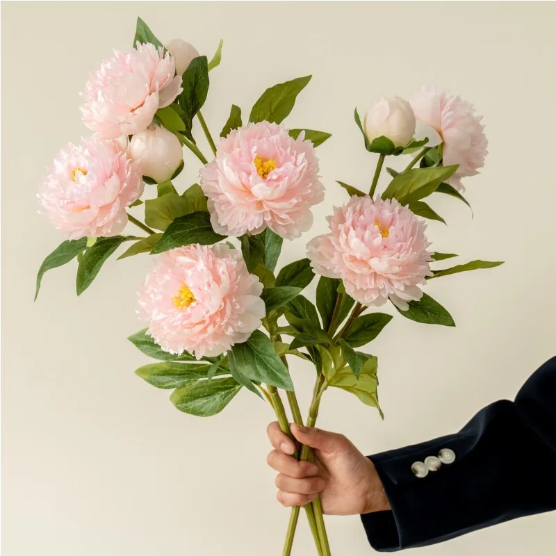 wholesale faux artificial 3 heads peony silk flower bulk peonies bunches for wedding home party decoration