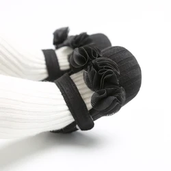 Guangzhou Suppliers Floral Newborn Soft Sole Girl Knitting Baby Shoes