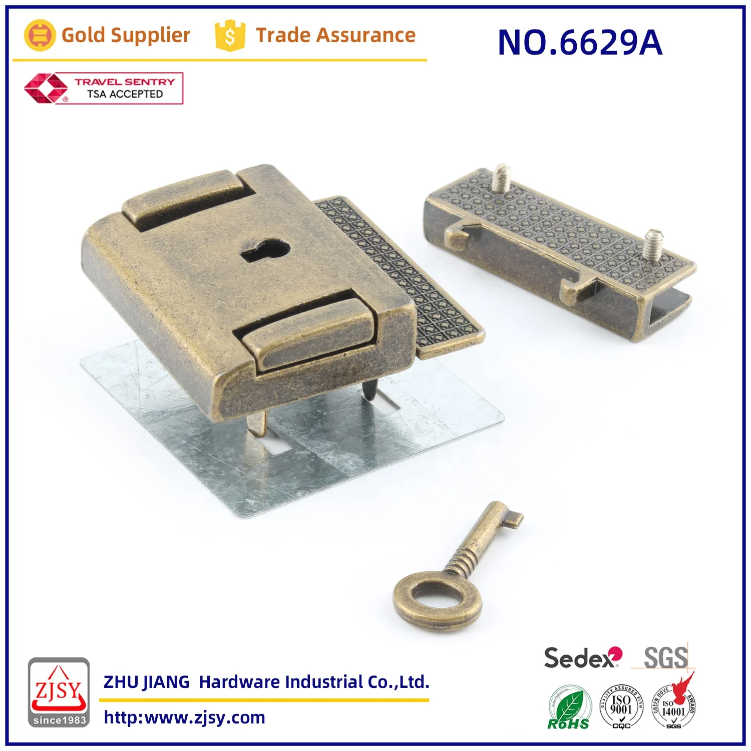 6629 High Quality Fashion Leather Bag Hardware Clasp Security Key Bag Lock