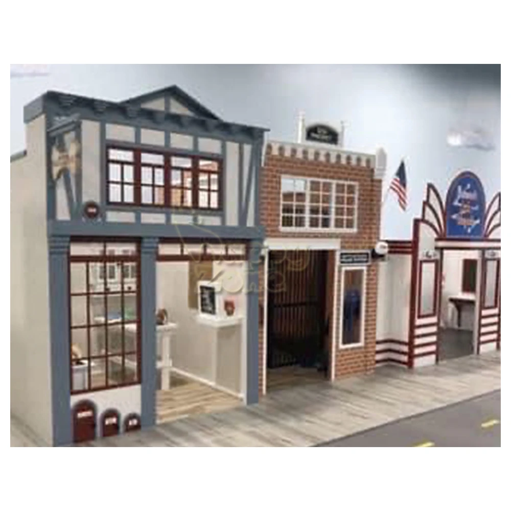 Wholesale Customized Wooden Role Play Gas Station Hospital Kitchen for Toddler Soft Kids Auto Repair shop for Indoor Playground