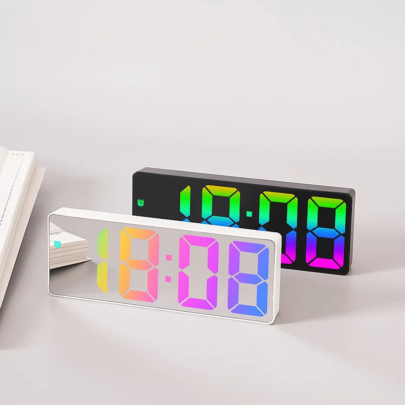 Small Colourful Alarm Clock Digital Electronic Led Vacuum-Tube Calendar Table Clocks For Kids Bedroom Bedside Home Decor Watches