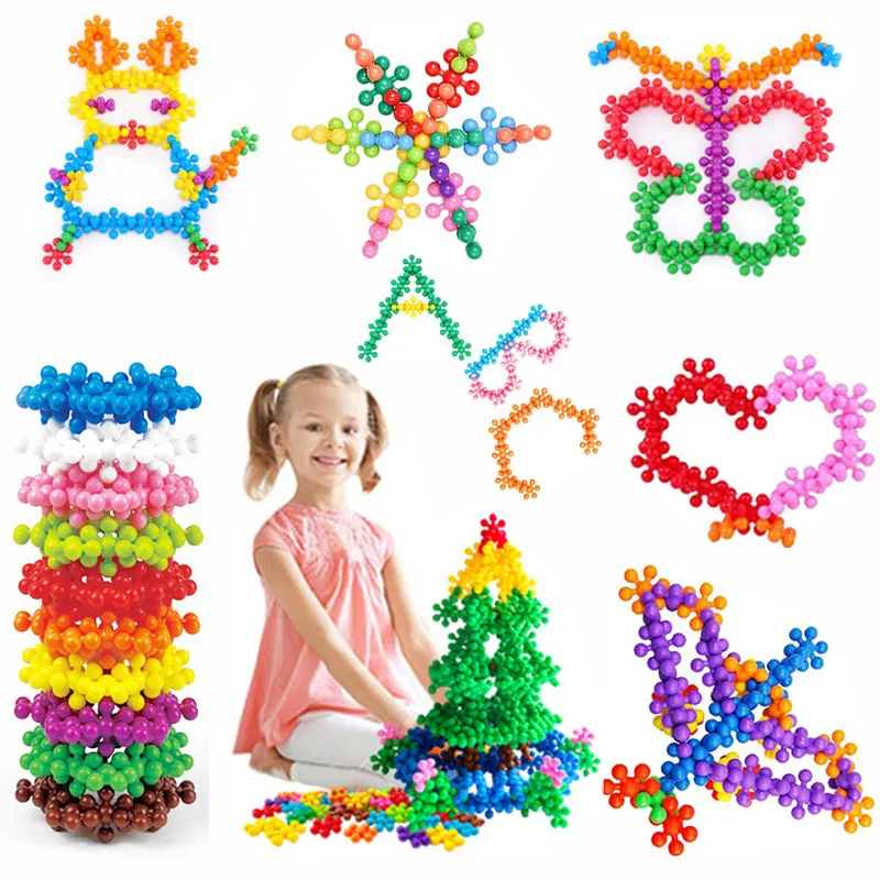 Building Blocks Kids Stem Toys Building Creative Snow Flakes Building Blocks Sets Montessori Sensory Baby Educational Toys
