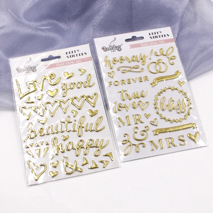 Gold foil 3D foam puffy letter Alphabet sticker for decorative scrapbook