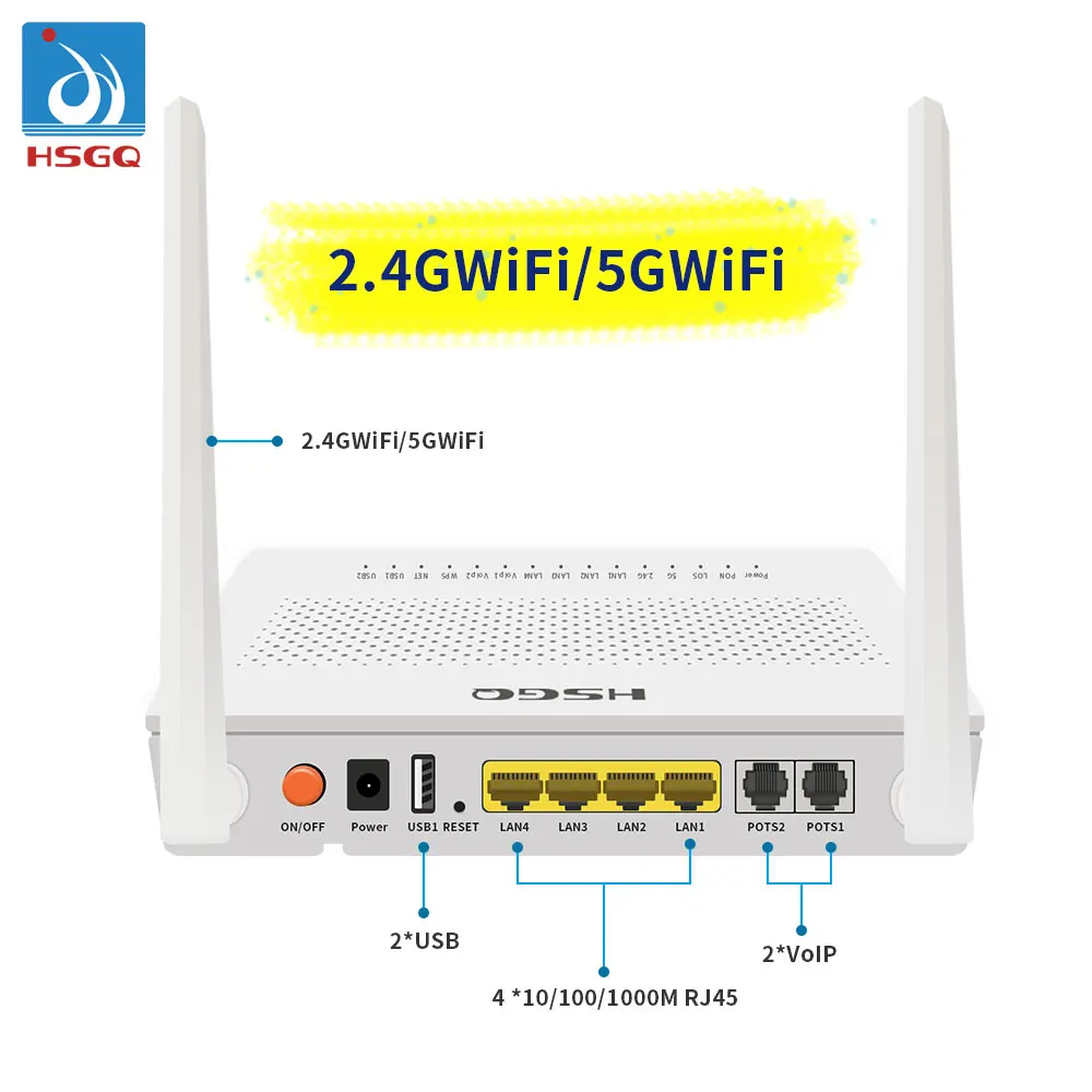  HSGQ-X422W 4GE + 2VOIP двухъядерный процессор Wi-Fi EPON GPON GEPON XPON ONU ONT Совместимость с HUAWEI ZTE