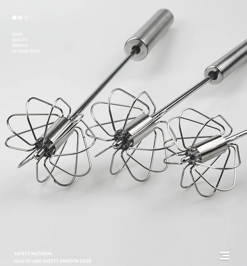 Stainless Steel Push-Down Zip Whisk Easy to Use Rotary Whisk Semi-automatic Hand Push Rotary Egg Whisk Blender