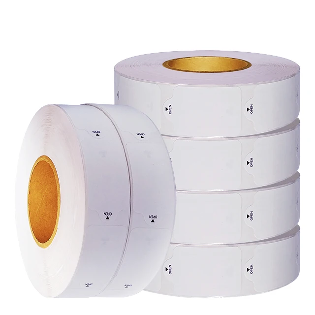 Wet wipes re-sealable sticker packaging open white transparent Vinyl PP removable adhesive peel tear reseal label suppliers