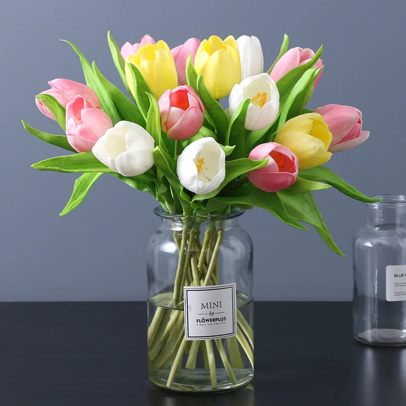 Decorative Flowers Preseved Flower Bulbs Planting Small Faux Silk Plastic Garden Light Painting Ring Silicone Tulips