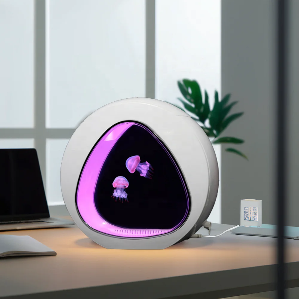 Color Changing LED Decorative Acrylic Sensory Jellyfish Tank Desk Decor