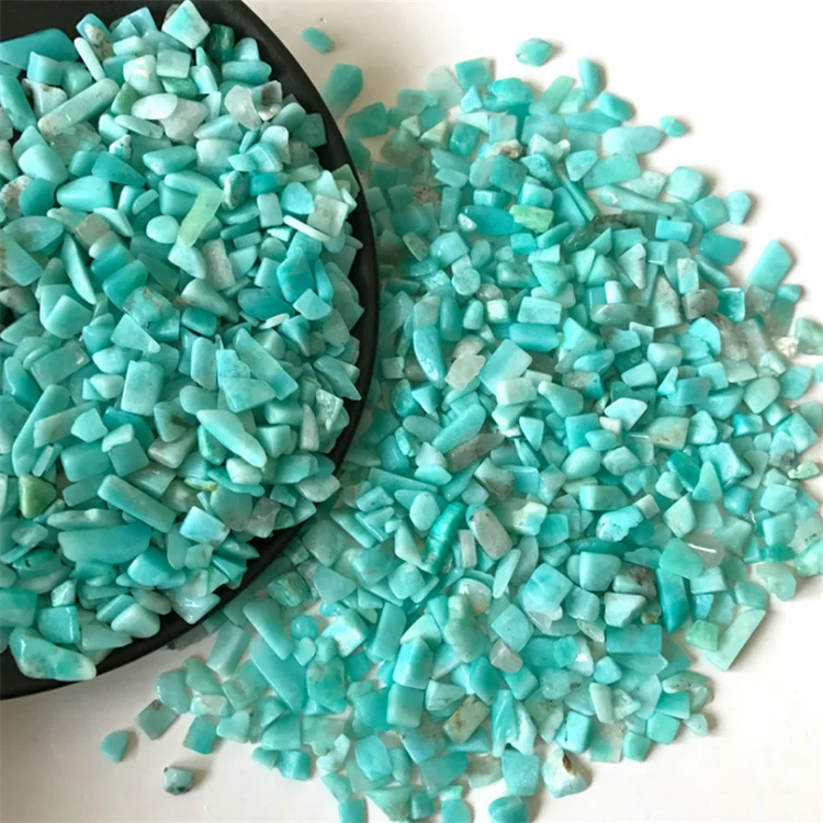 High Quality Polished Amazonite Tumbled Gravel Stones Home Decoration Customized Logo Love Gemstone Feng Shui Blue Love Lights