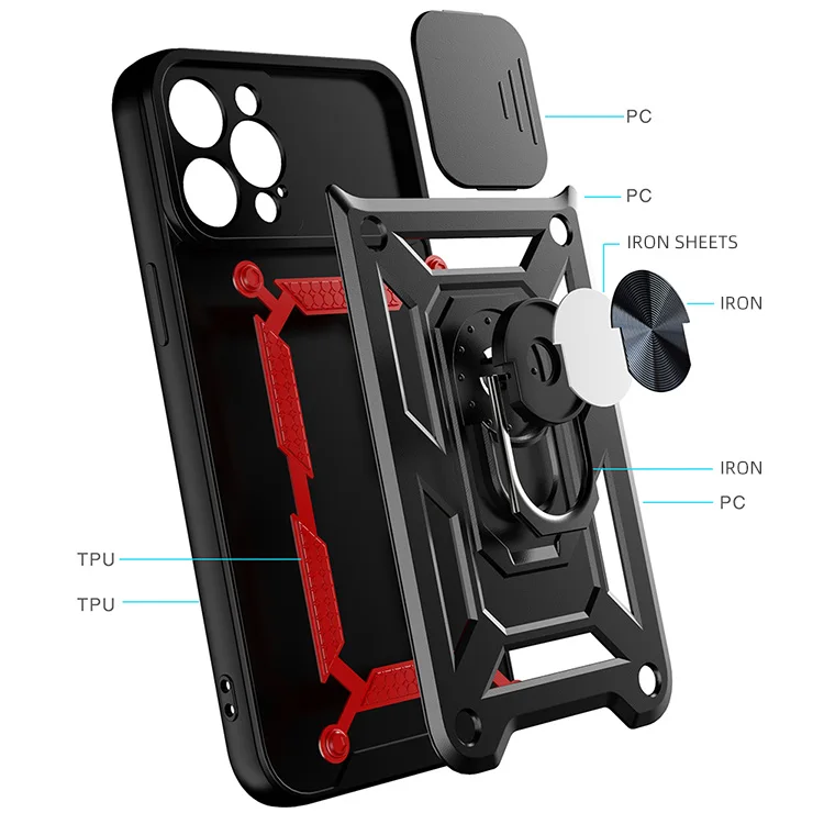 tup pc 2 in 1 shockproof protection phone case for samsung s21with push pull camera close window