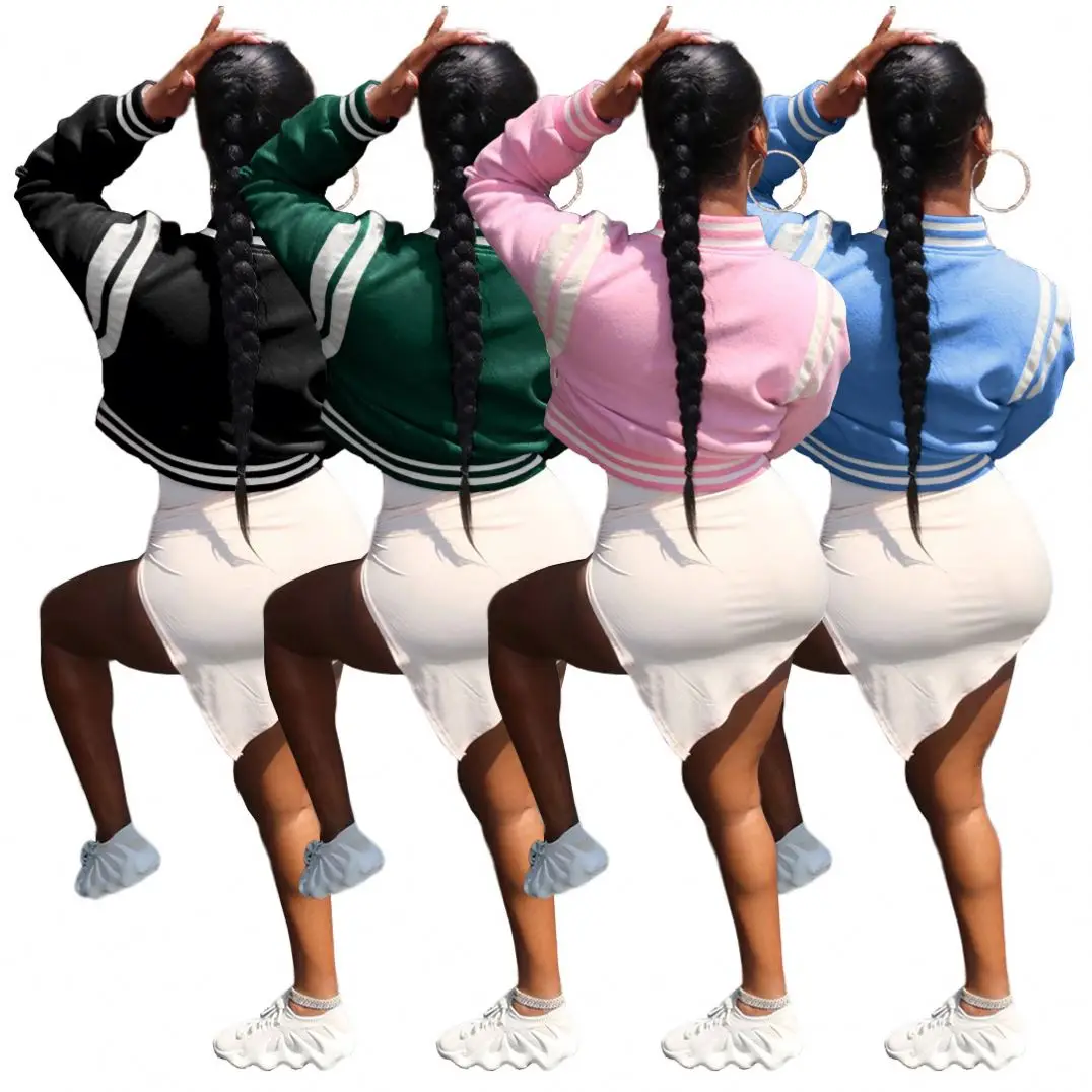 YZ M6508 Lucky Label Embroidery Long Sleeve Cropped Jackets 2021 Fashion Winter Jacket Woman