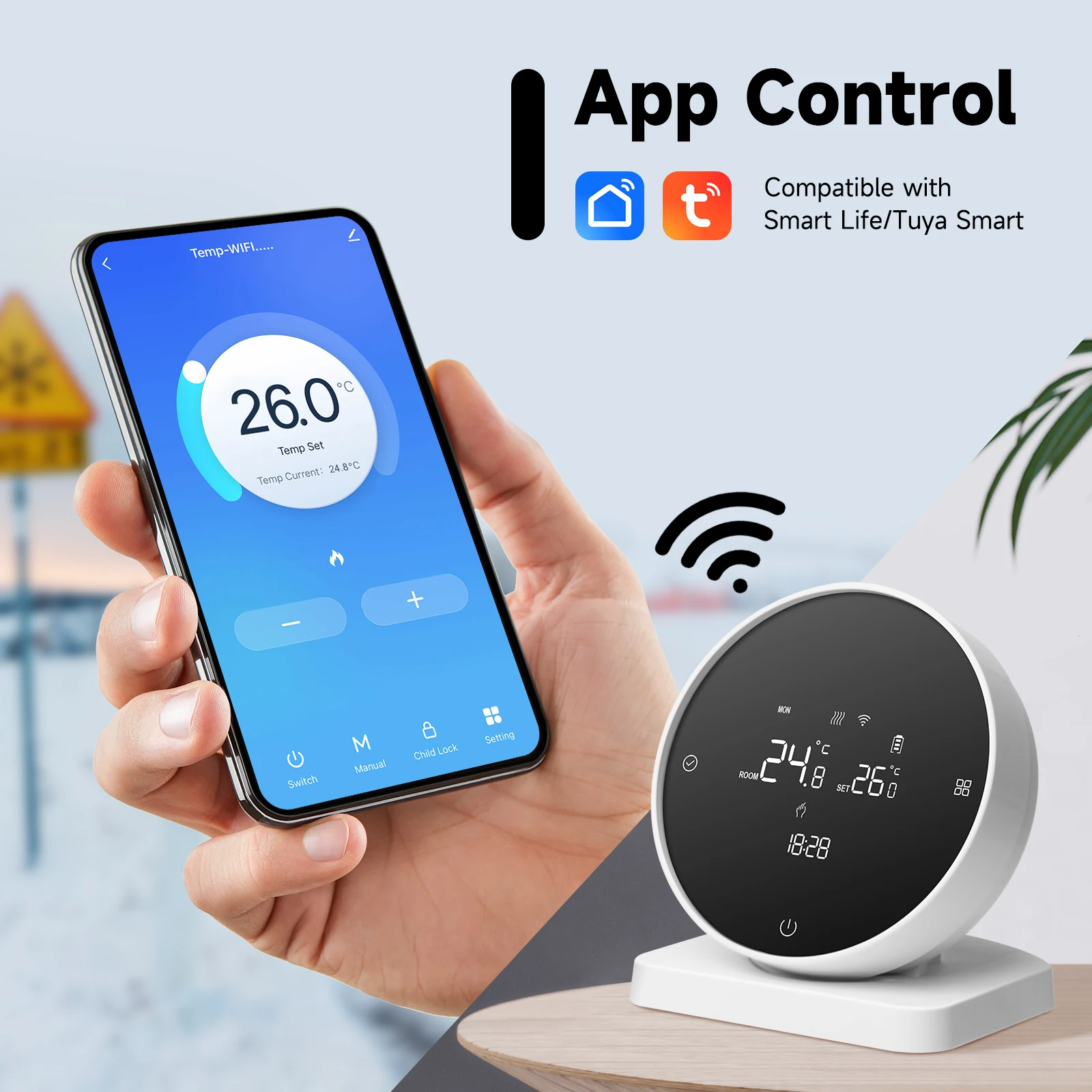 RF wireless Tuya WiFi thermostat free potential dry contact gas boiler heating thermostat