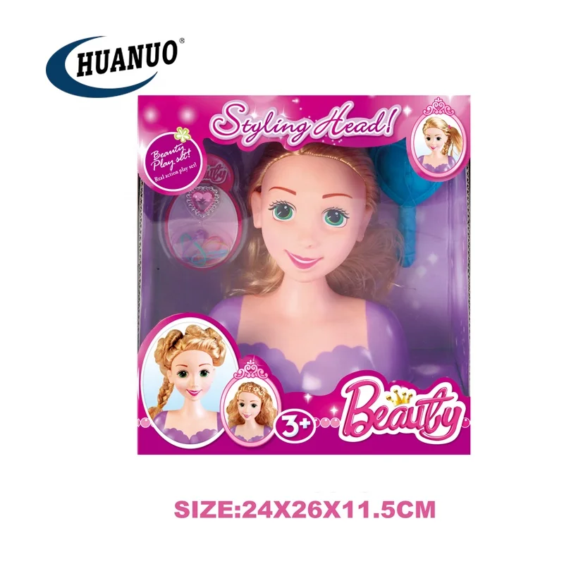 Kids DIY makeup beauty doll head play set toys hair style plastic doll head molds dolls for girls