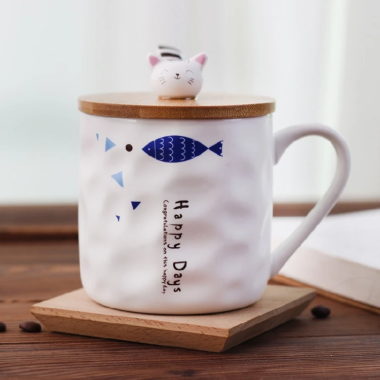 japanese unique cartoon cups creative kawaii cute nordic belly  cup cat mug ceramic pattern