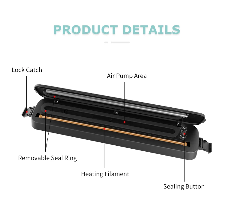 
China Mini Portable Food Vacuum Sealer Packing Sealing Machine For Seafood 