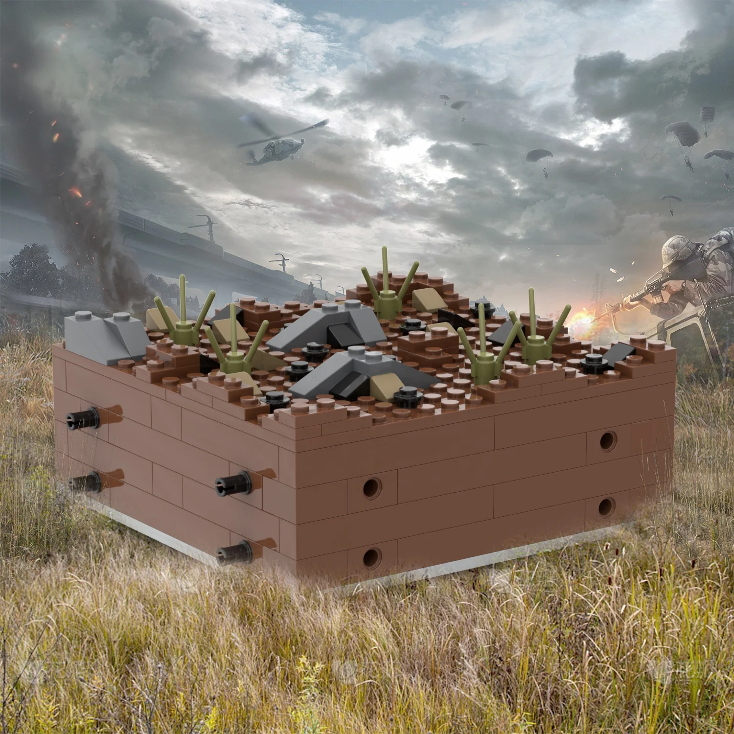 Building Blocks MOC5064 Military Battlefield Arsenal Medical Center Blockhouse Hidden Scene Models Assembly Bricks Toys For Kids