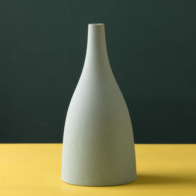 New Arrival Handmade Porcelain Morandi Pink Green Blue Grey Vases Ins Simple Ceramic Matte Flower Vase Ceramic