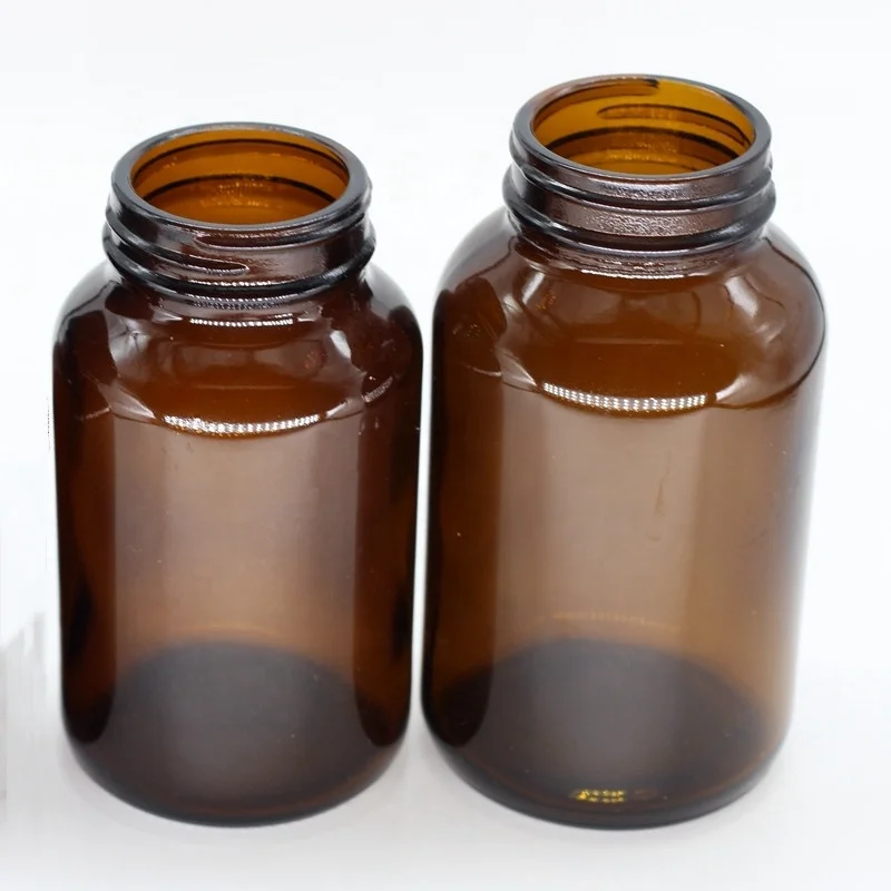 
60cc 120cc Amber Vitamin Medicine Wide Mouth Glass Bottle for Tablet Pill Capsule Container 