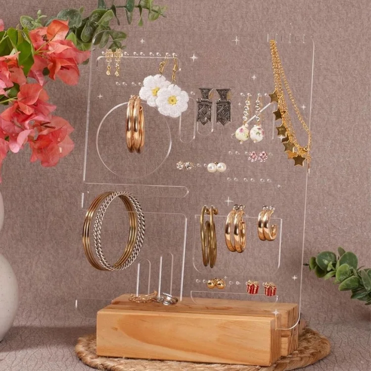 New Design Acrylic Earrings Storage Studs Holder Organizer Custom PMMA Earring Holder Panel Pierced Earring Display