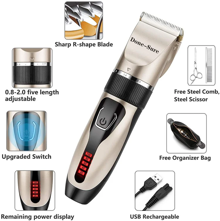 Pet Dog Hair Trimmer Electrical Cat Hair Clipper Remover Cutter Grooming Tool Rechargeable Low-noise Pets Animal Haircut Machine