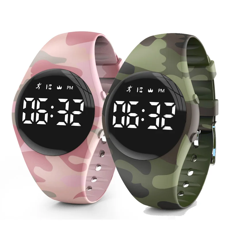 2022 Hot Factory Wholesale Children Electronic Watch Camouflage Men Sport  Bracelet Calorie Student Women Pedometer