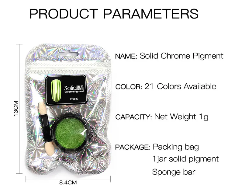 21 Colors optional Holo Mirror Powder Nail Glitter Gold Silver Chrome Nail Pigment Pearl Powder Decoration Manicure